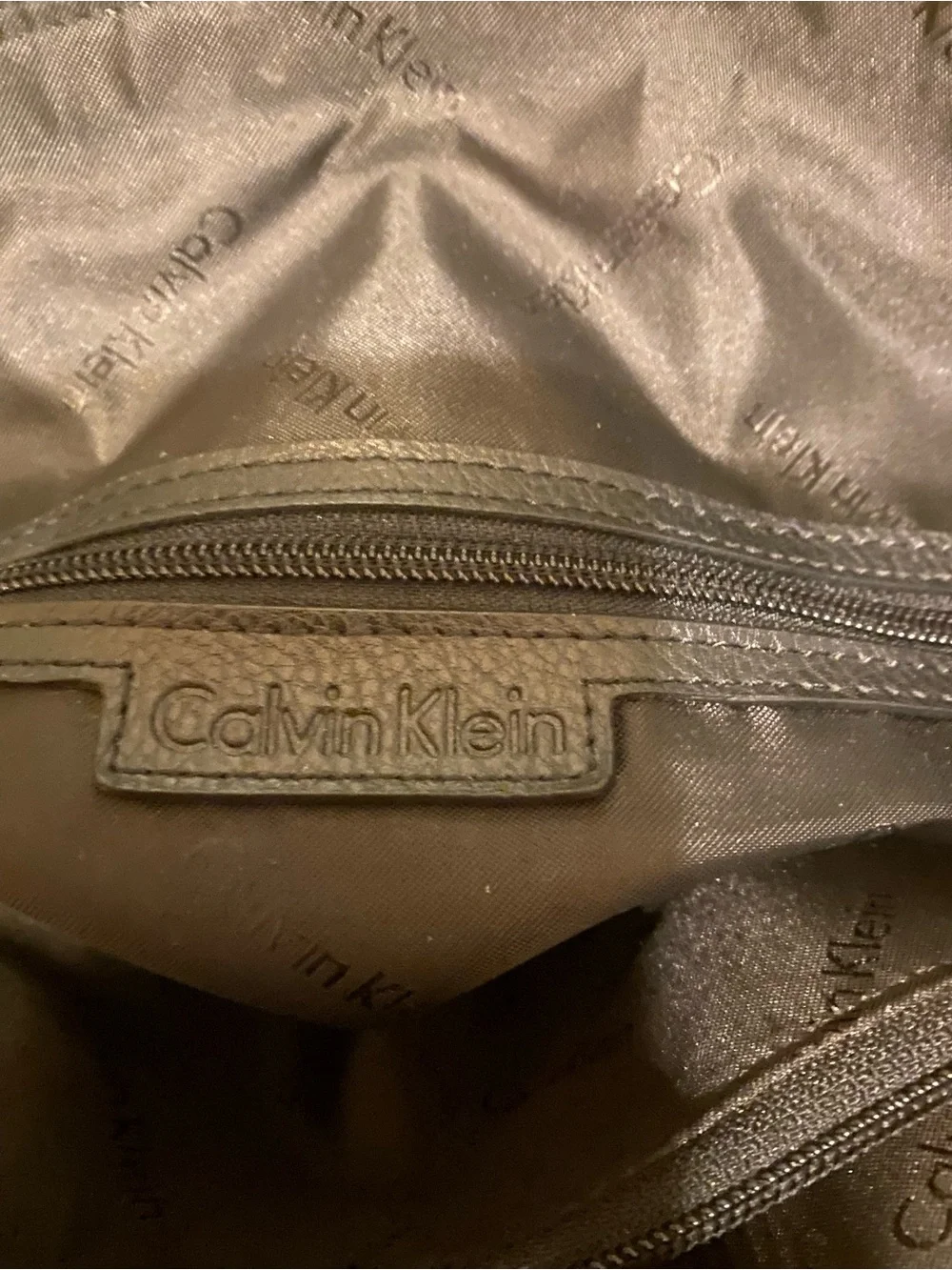 Calvin Klein Black and Brown Leather Contrast Tote